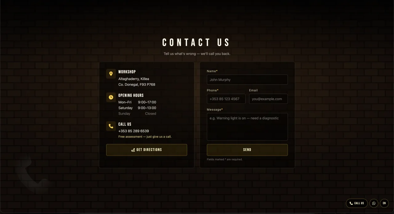 Contact — details & enquiry form
